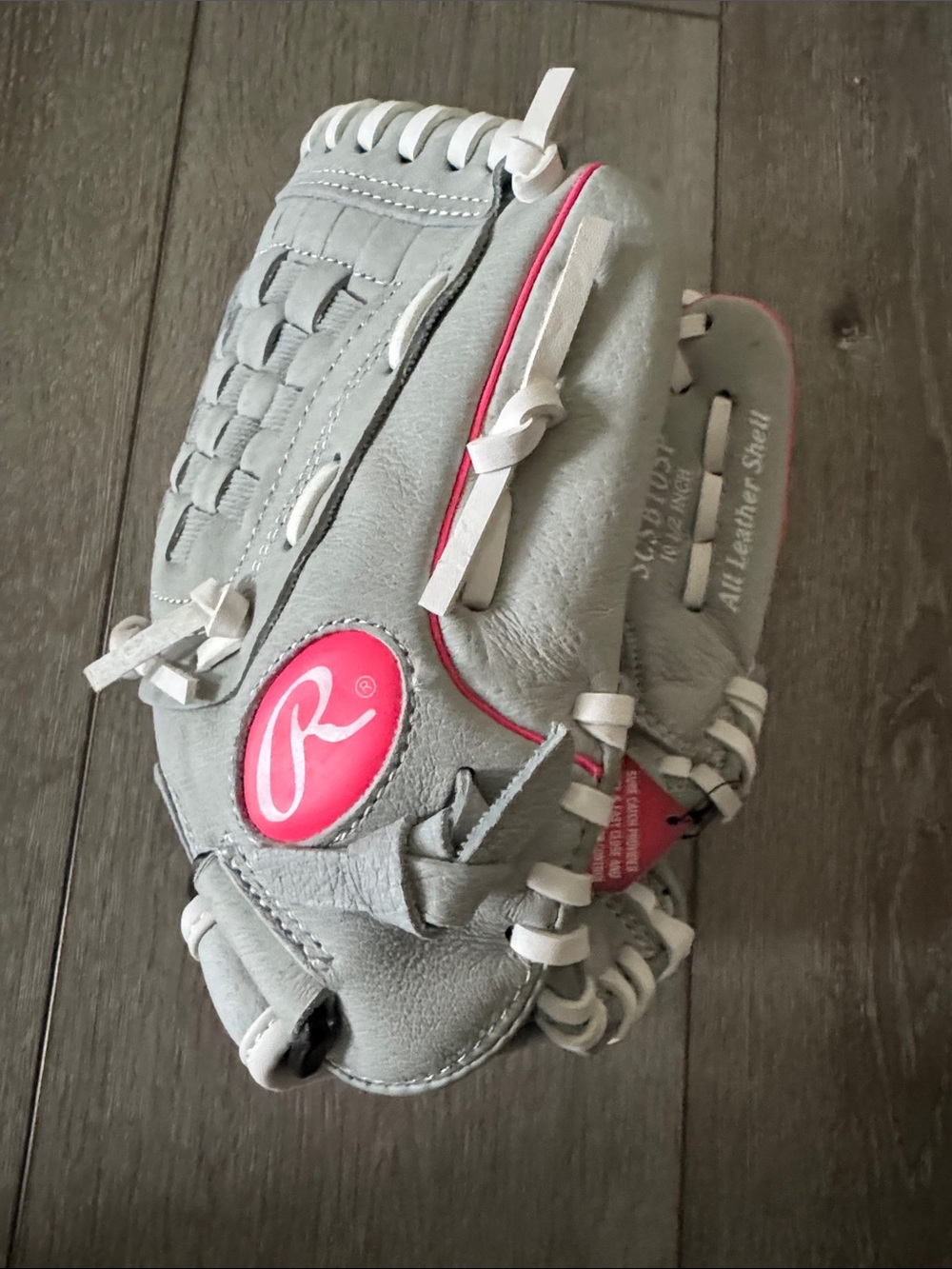 Rawlings Gray and Pink Youth Baseball Glove